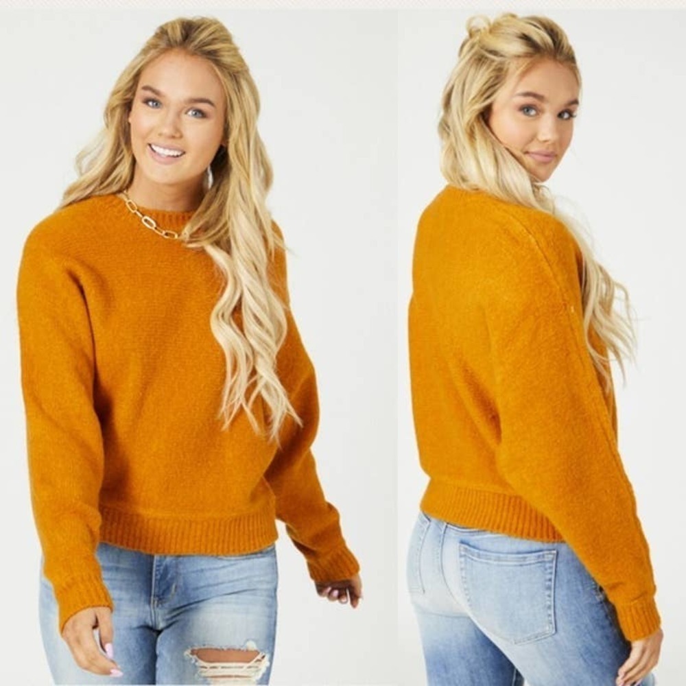 ALTAR'D STATE COZY Chunky Sweater Gold LG NEW Altar'd State Mustard Gold - Picture 2 of 4
